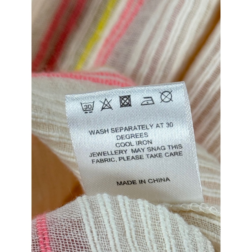 Nooki London Striped Cotton Blend V-Neck Maxi Dress Orange Pink Cream Medium - Picture 6 of 8